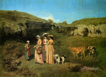Der Junge Damen des Dorf Realist Realismus Maler Gustave Courbet Ölgemälde